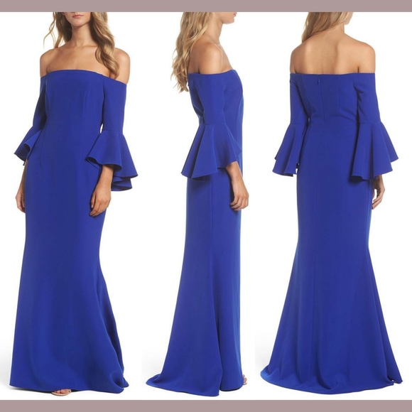 NWT Vince Camuto‎ Off The Shoulder Gown Cobalt Blue [SZ 4 ] - Picture 1 of 8